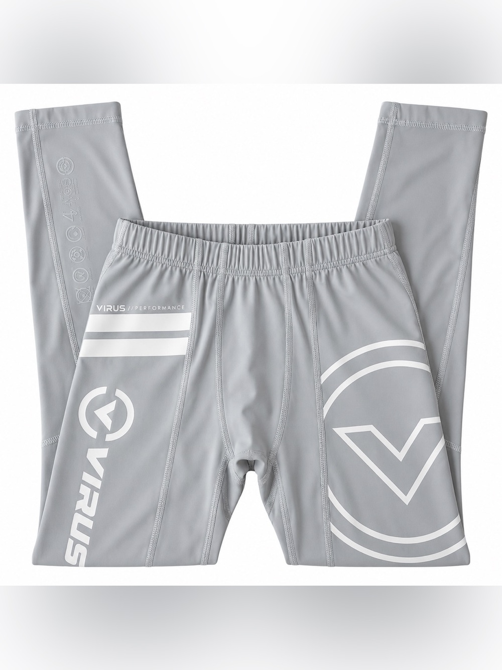 VIRUS Performance Gray White Compression Tech Pants Training Leggings